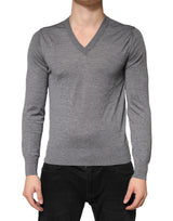 Pull Dolce &amp; Gabbana gris en cachemire à col V pour homme