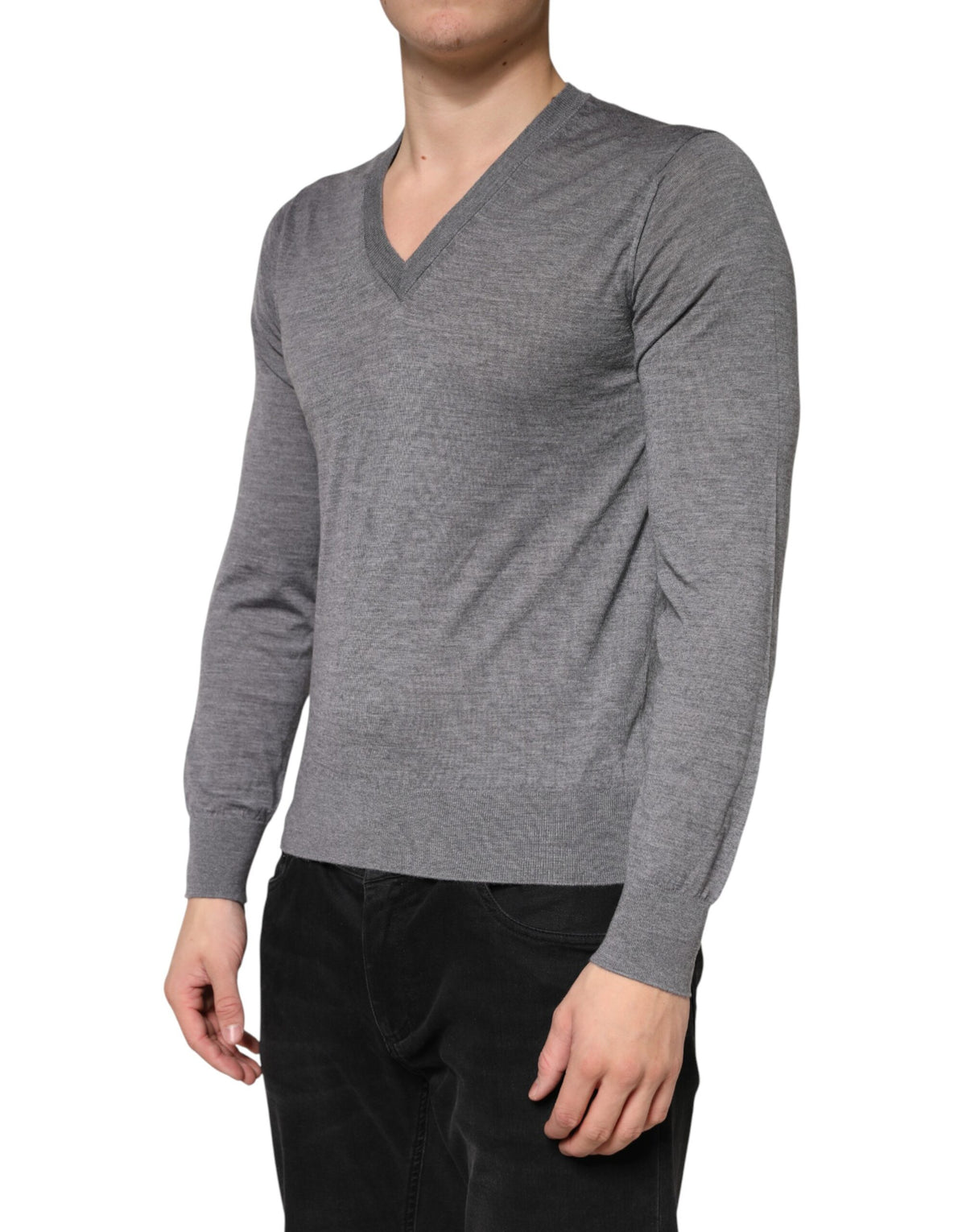 Pull Dolce &amp; Gabbana gris en cachemire à col V pour homme