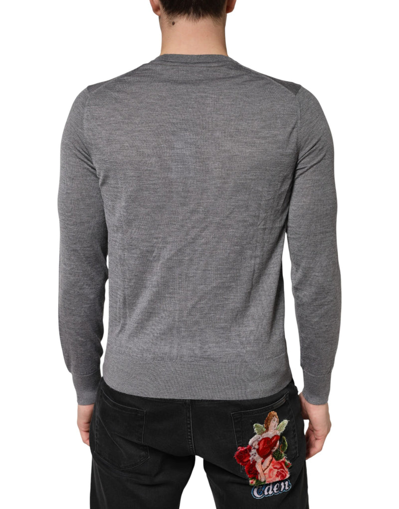 Dolce &amp; Gabbana Grijze Kasjmier V-hals Heren Pullover Trui