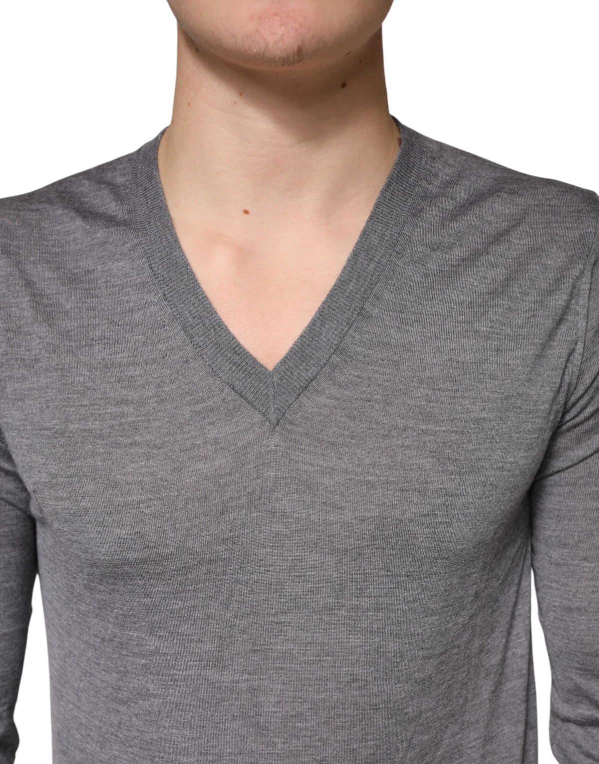 Pull Dolce &amp; Gabbana gris en cachemire à col V pour homme