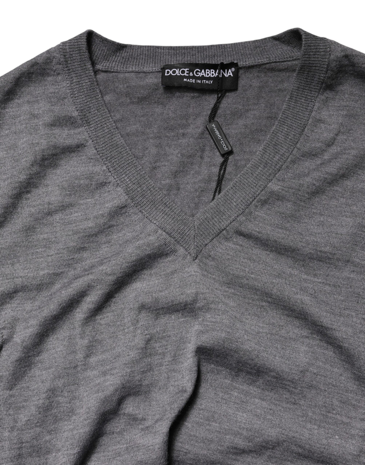 Pull Dolce &amp; Gabbana gris en cachemire à col V pour homme