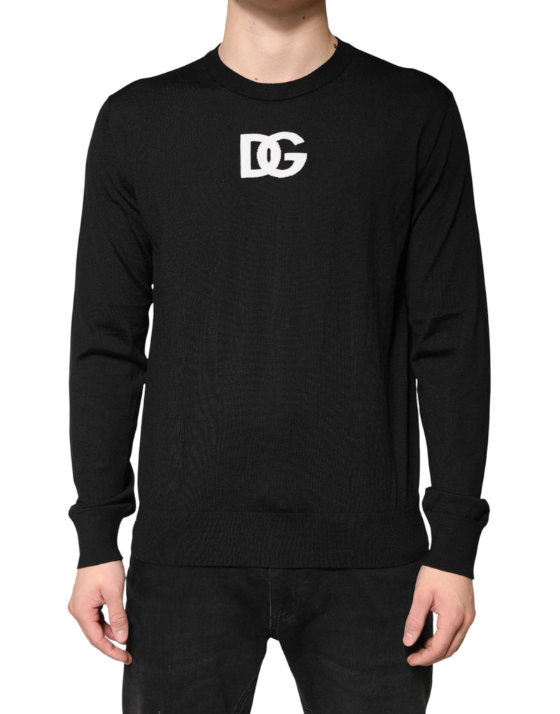 Pull Dolce &amp; Gabbana en laine noire à col rond pour homme
