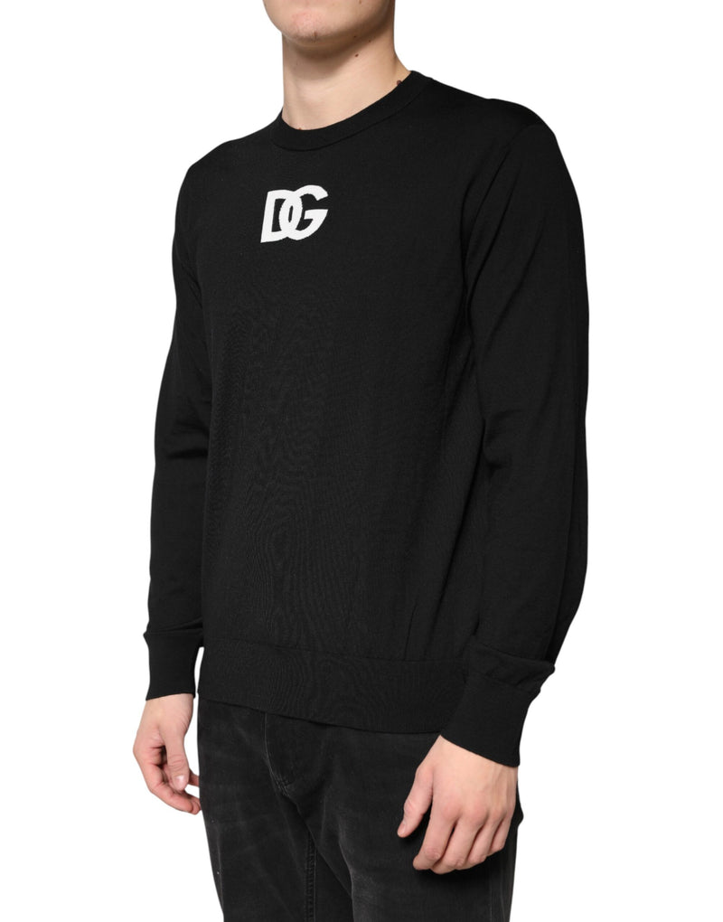 Pull Dolce &amp; Gabbana en laine noire à col rond pour homme