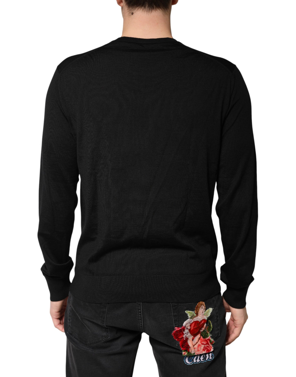 Pull Dolce &amp; Gabbana en laine noire à col rond pour homme