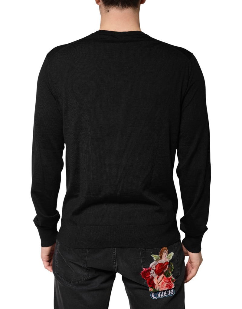 Pull Dolce &amp; Gabbana en laine noire à col rond pour homme