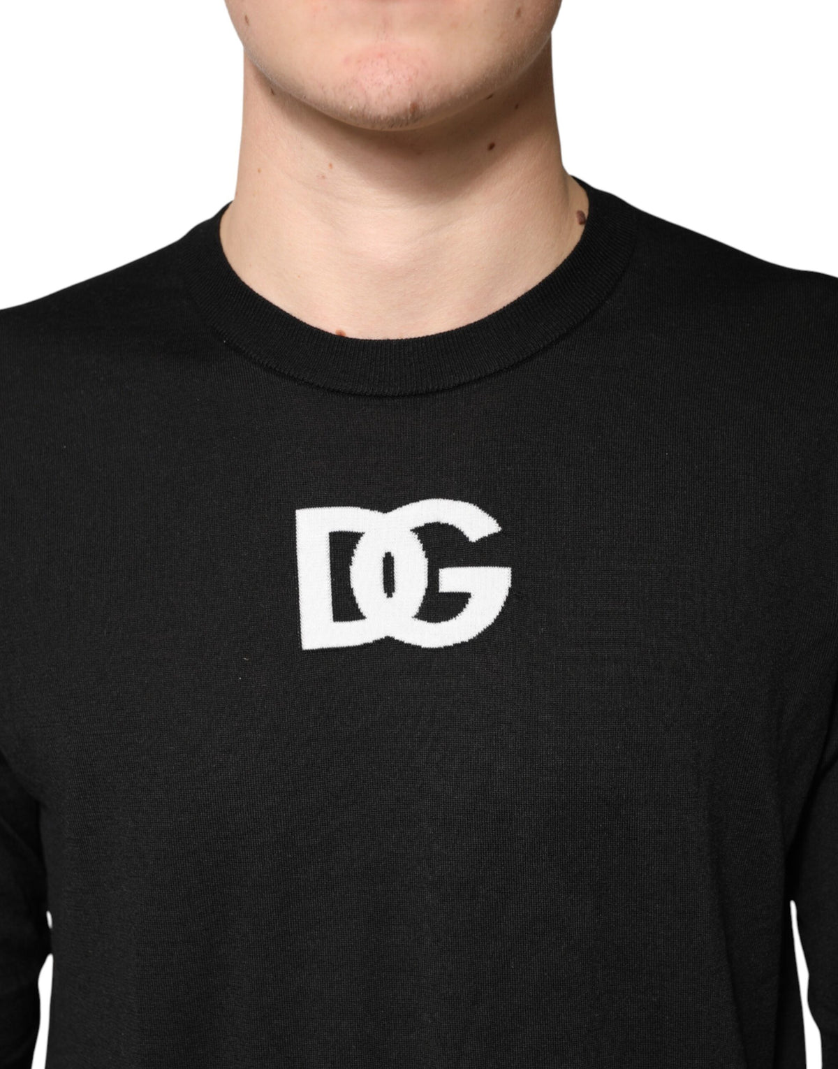 Pull Dolce &amp; Gabbana en laine noire à col rond pour homme