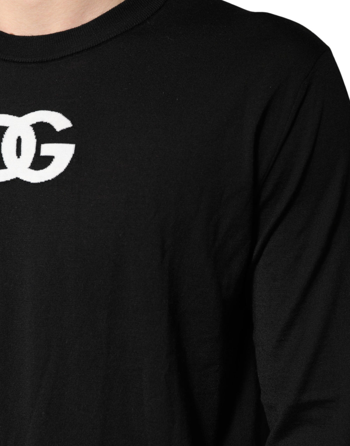 Pull Dolce &amp; Gabbana en laine noire à col rond pour homme