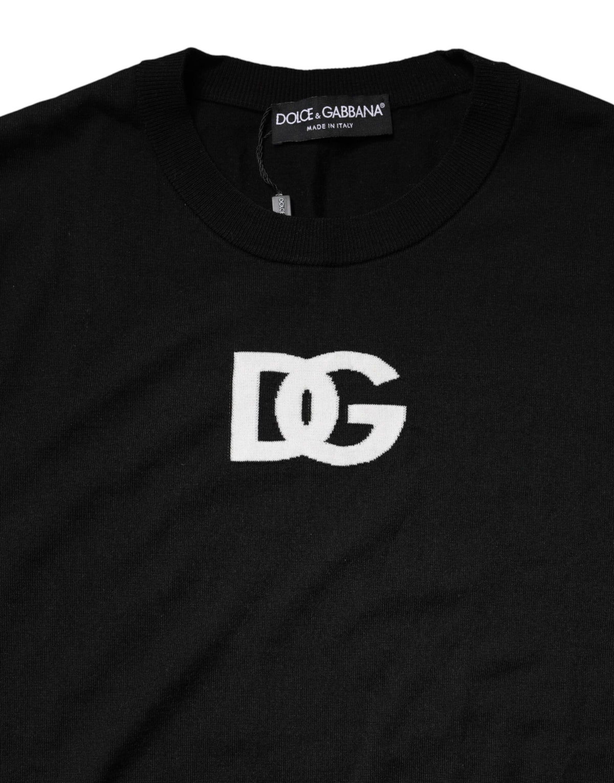 Pull Dolce &amp; Gabbana en laine noire à col rond pour homme