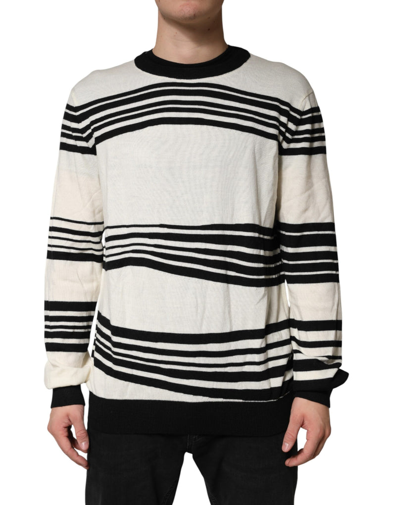 Pull Dolce &amp; Gabbana à rayures noires et blanches et col rond