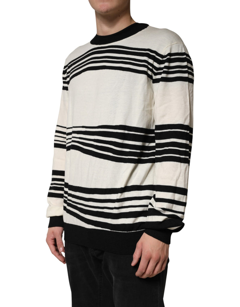 Pull Dolce &amp; Gabbana à rayures noires et blanches et col rond