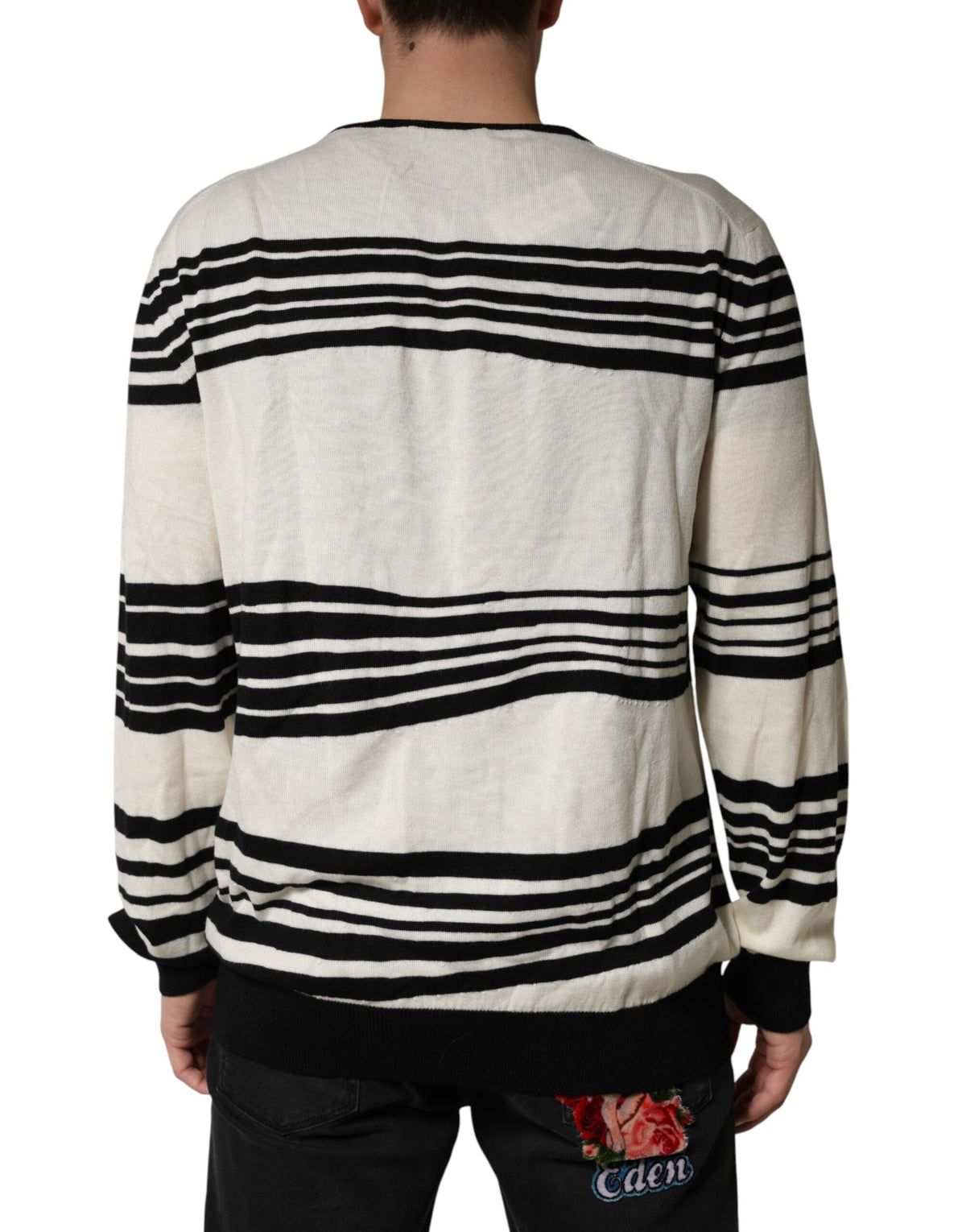 Pull Dolce &amp; Gabbana à rayures noires et blanches et col rond
