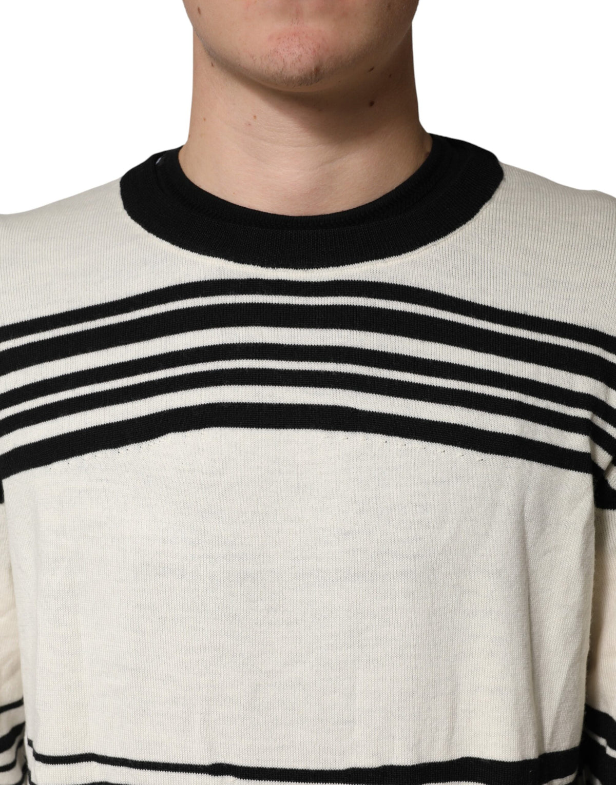 Pull Dolce &amp; Gabbana à rayures noires et blanches et col rond
