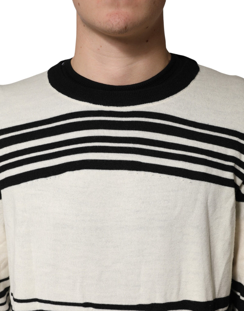 Pull Dolce &amp; Gabbana à rayures noires et blanches et col rond