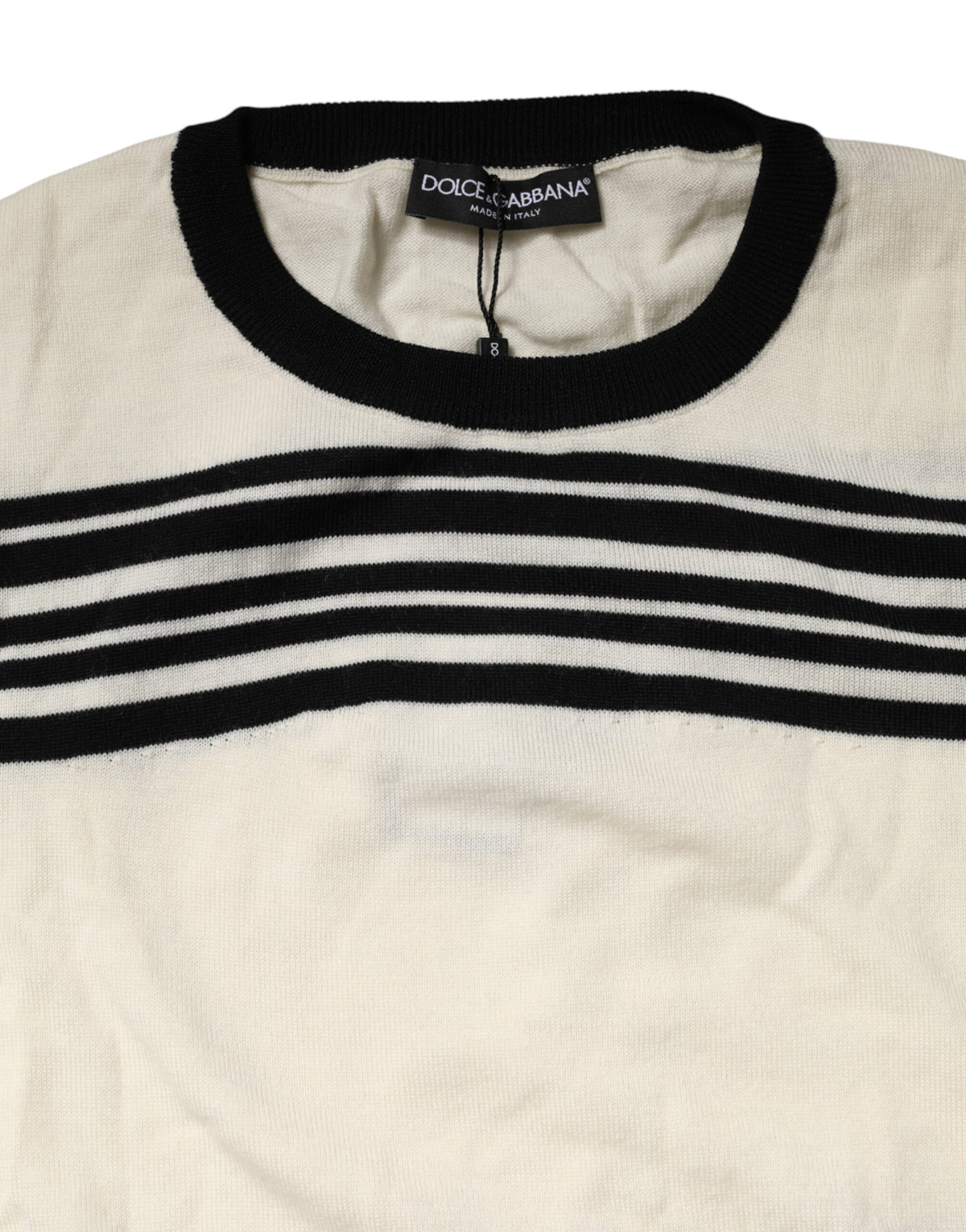 Pull Dolce &amp; Gabbana à rayures noires et blanches et col rond