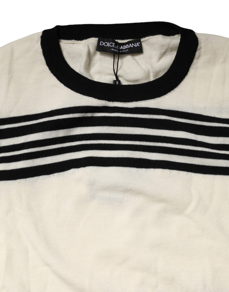 Pull Dolce &amp; Gabbana à rayures noires et blanches et col rond