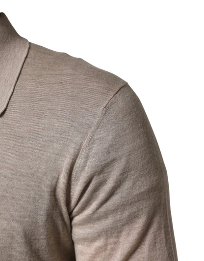 Dolce & Gabbana Beige Cashmere Collared PoloPullover  Sweater