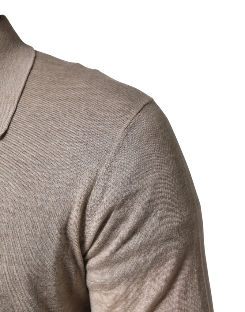 Dolce & Gabbana Beige Cashmere Collared PoloPullover  Sweater