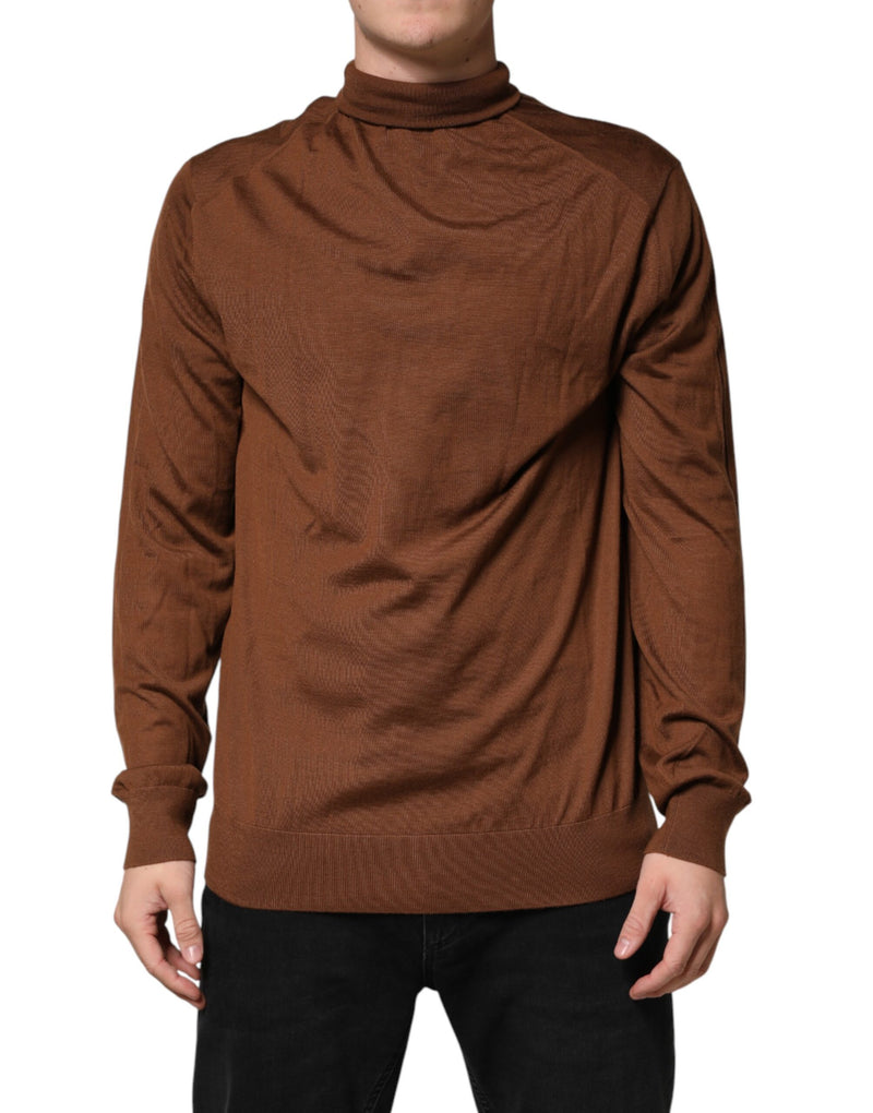 Pull en cachemire à col montant marron de Dolce &amp; Gabbana
