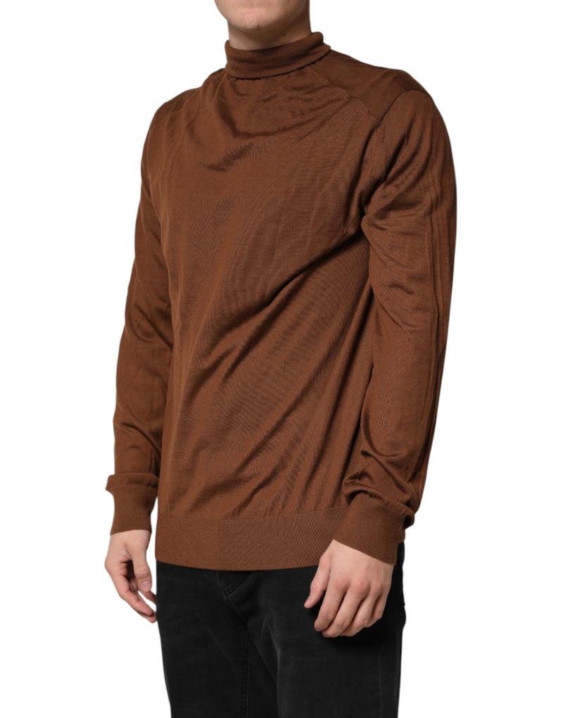Pull en cachemire à col montant marron de Dolce &amp; Gabbana