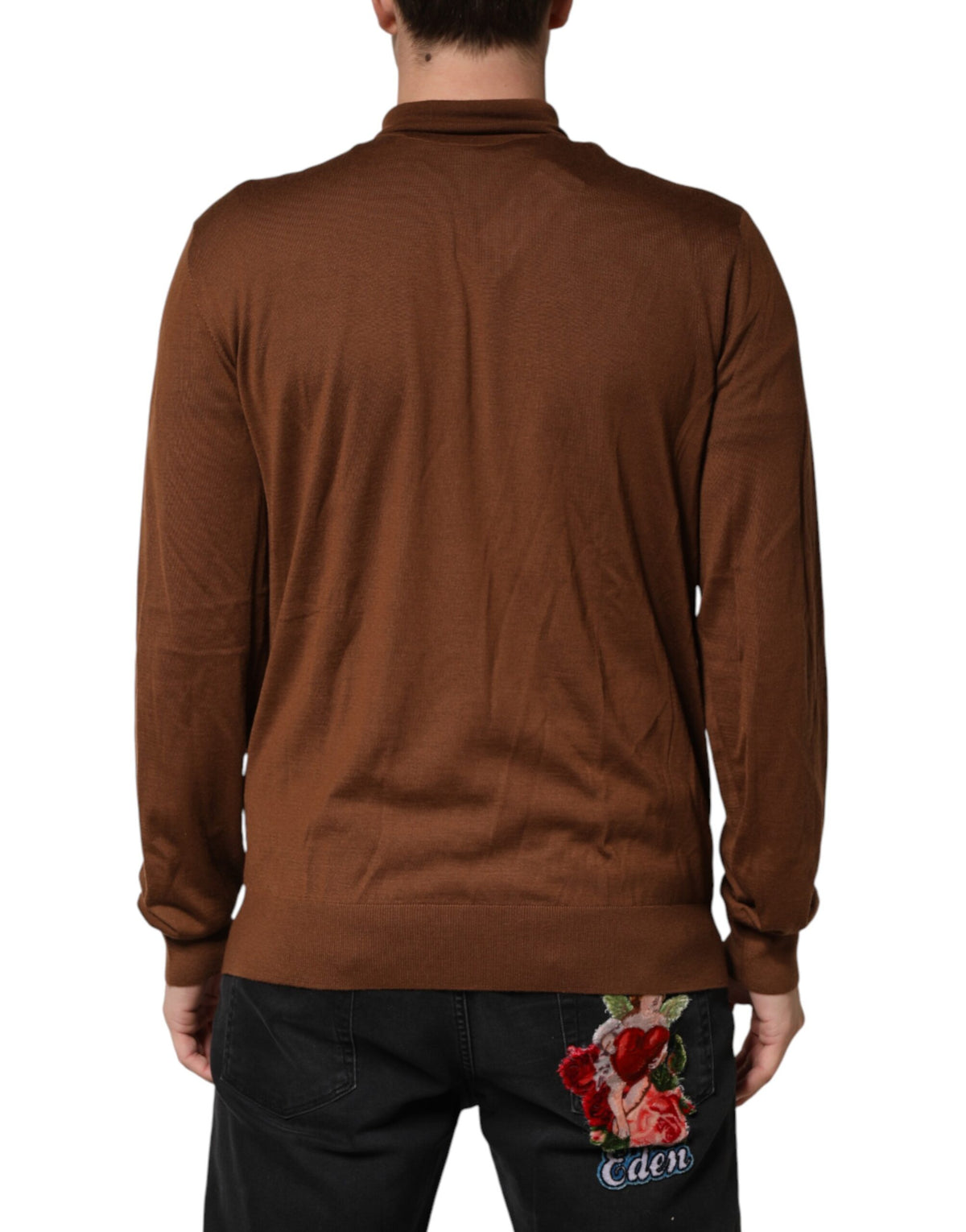 Pull en cachemire à col montant marron de Dolce &amp; Gabbana