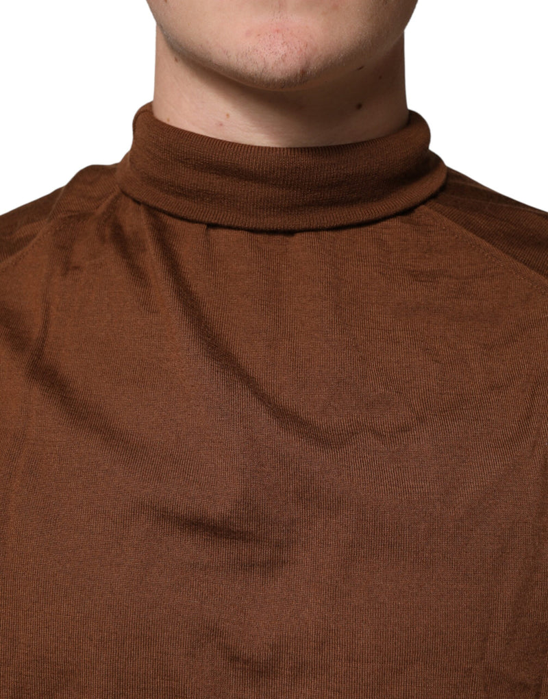 Pull en cachemire à col montant marron de Dolce &amp; Gabbana