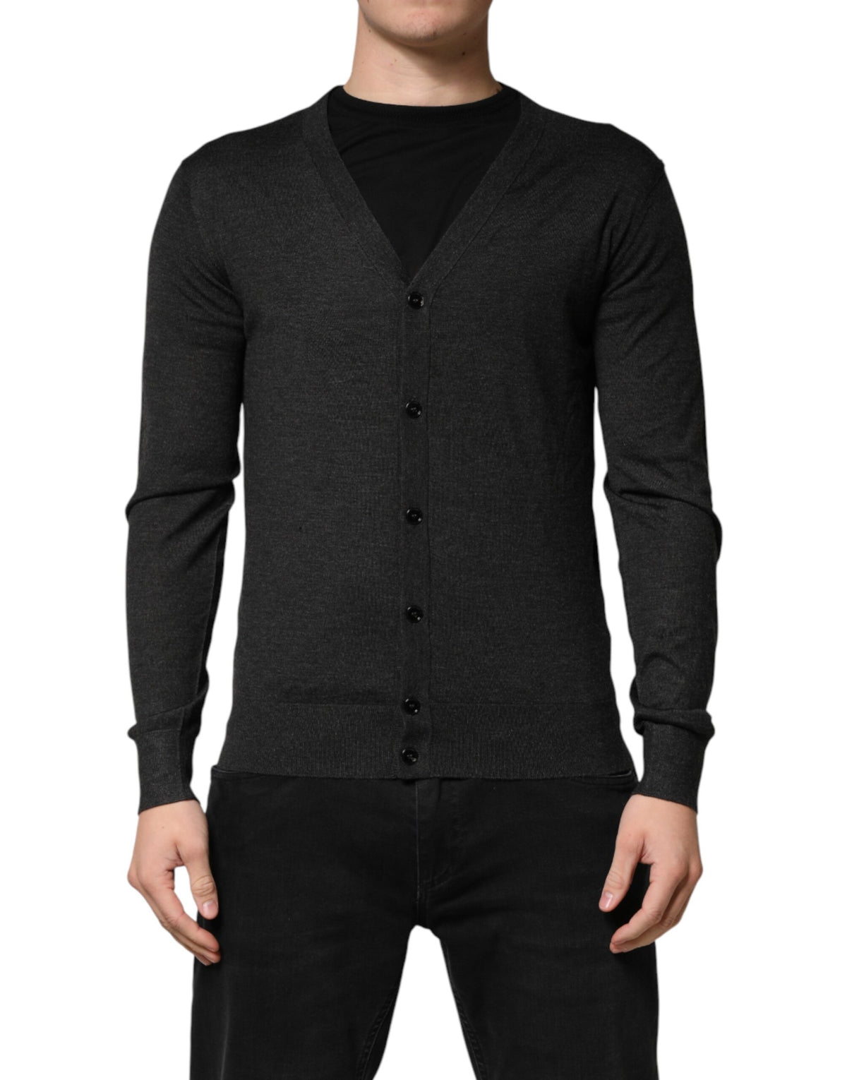 Gilet en cachemire noir boutonné pour homme Dolce &amp; Gabbana