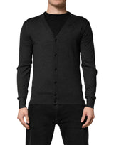 Gilet en cachemire noir boutonné pour homme Dolce &amp; Gabbana