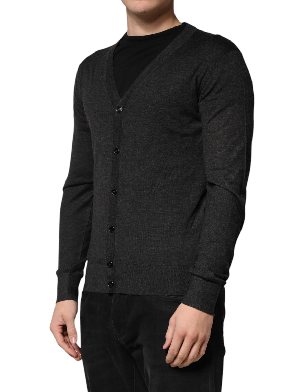 Gilet en cachemire noir boutonné pour homme Dolce &amp; Gabbana