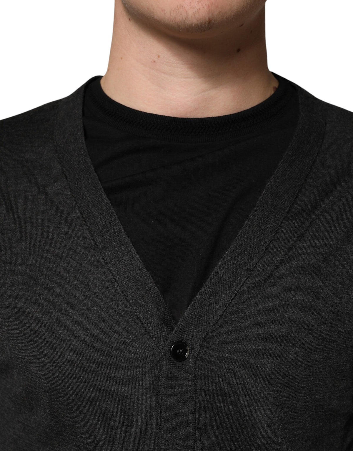 Gilet en cachemire noir boutonné pour homme Dolce &amp; Gabbana