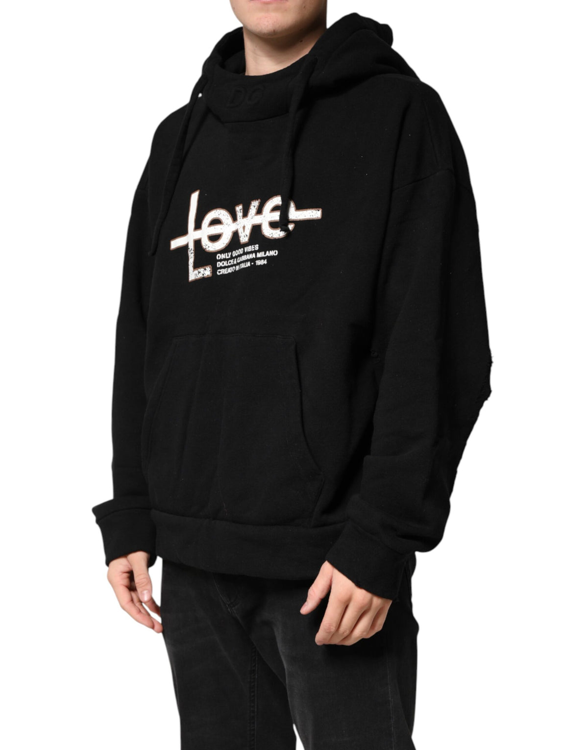 Sweat-shirt à capuche Dolce &amp; Gabbana Black LOVE en coton