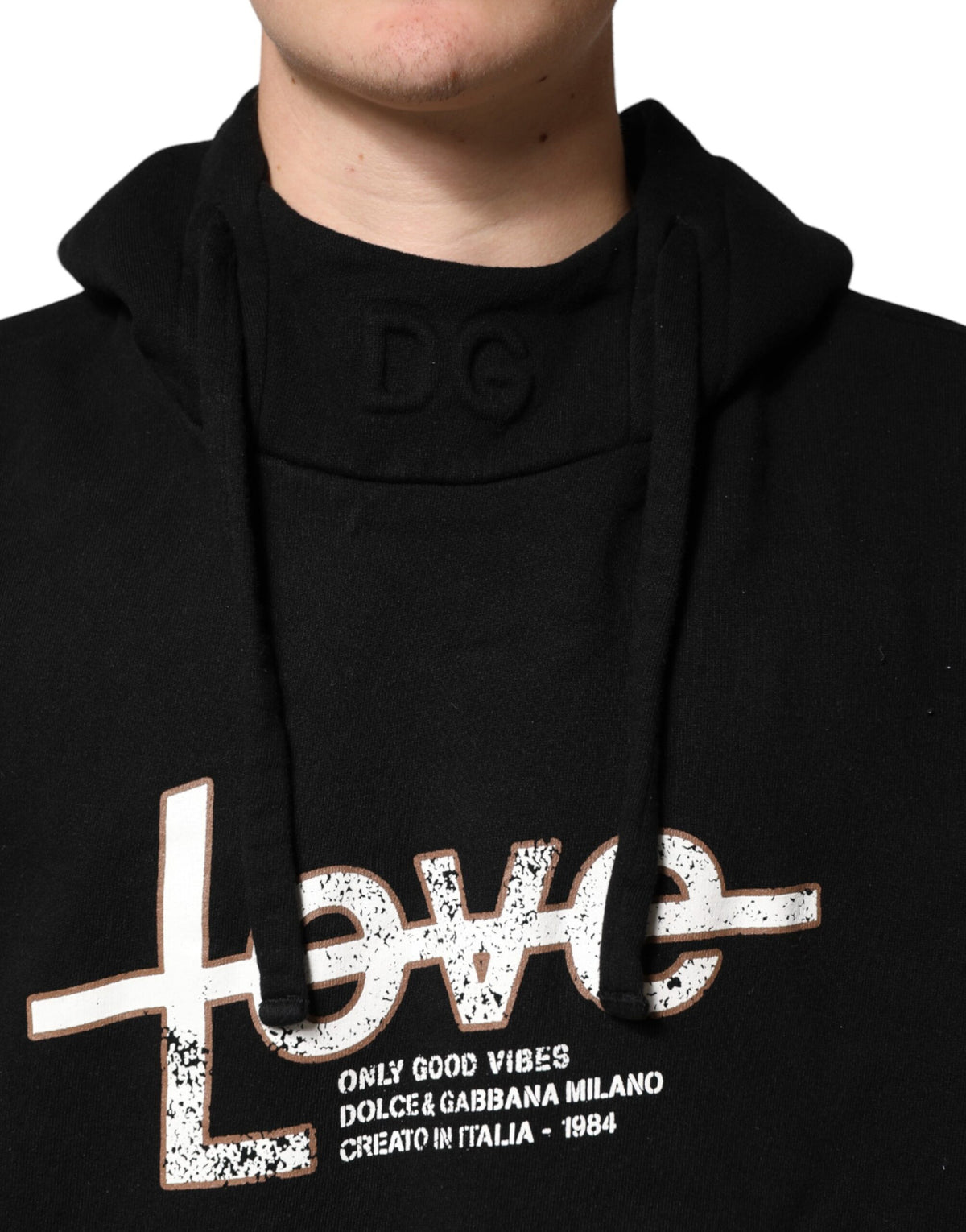 Sweat-shirt à capuche Dolce &amp; Gabbana Black LOVE en coton