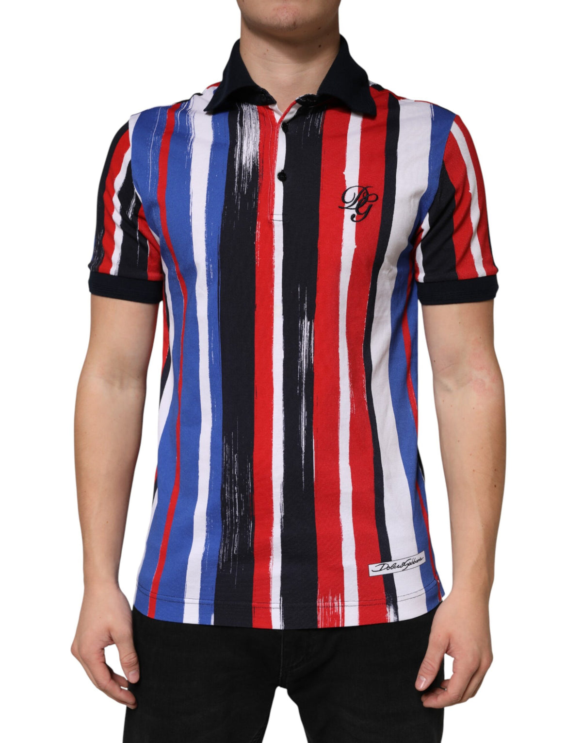 Polo homme Dolce &amp; Gabbana à rayures multicolores en coton