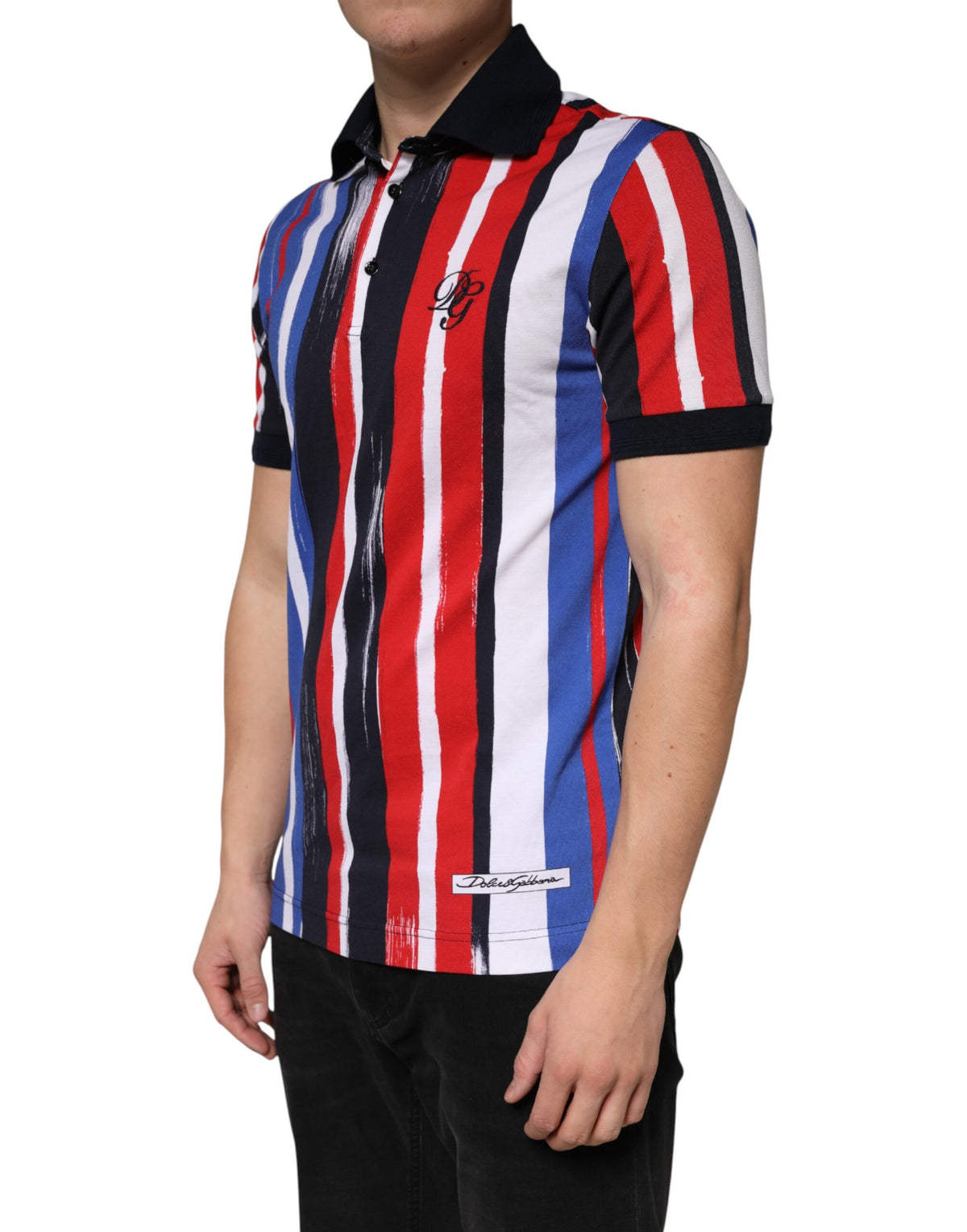 Polo homme Dolce &amp; Gabbana à rayures multicolores en coton