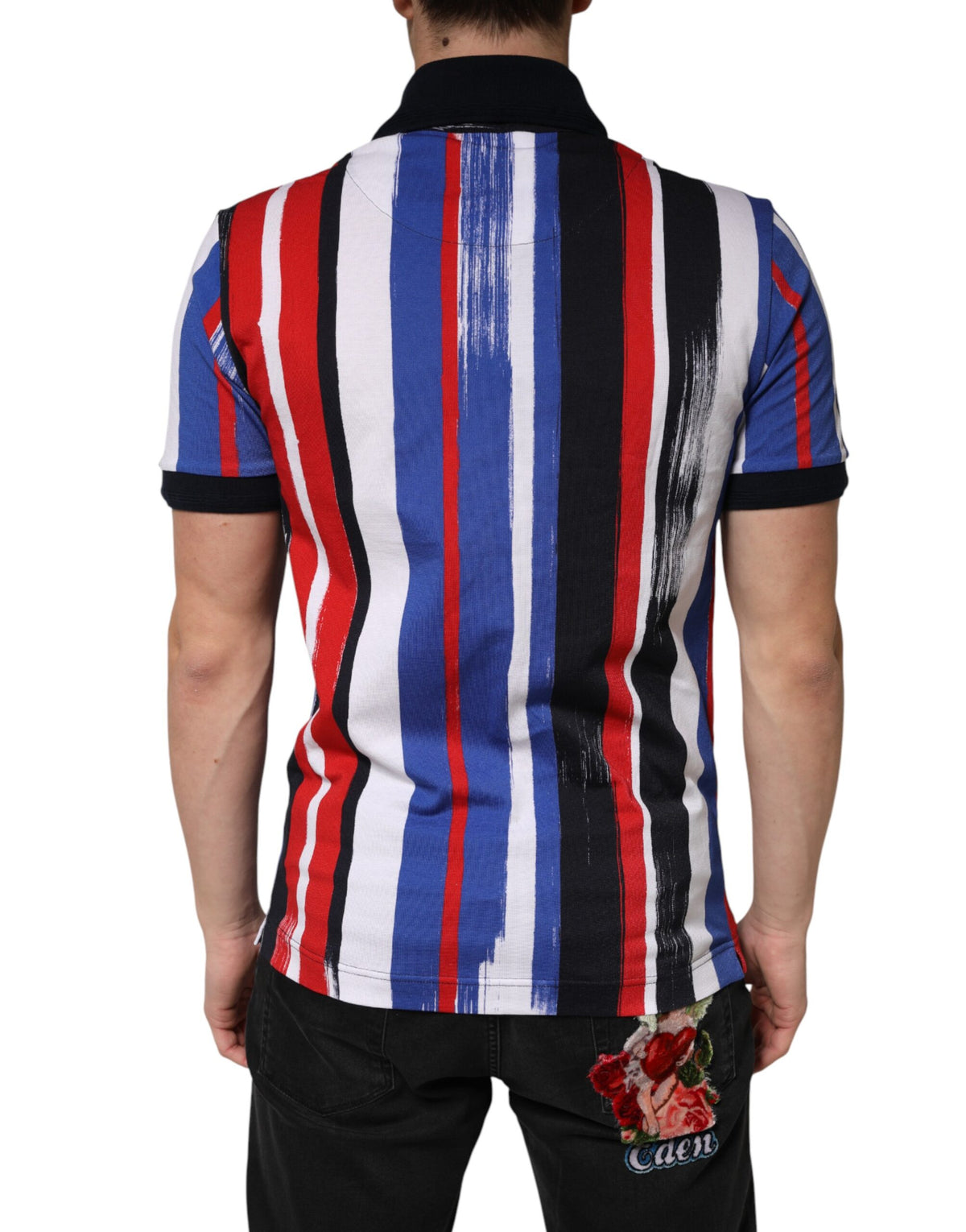 Polo homme Dolce &amp; Gabbana à rayures multicolores en coton