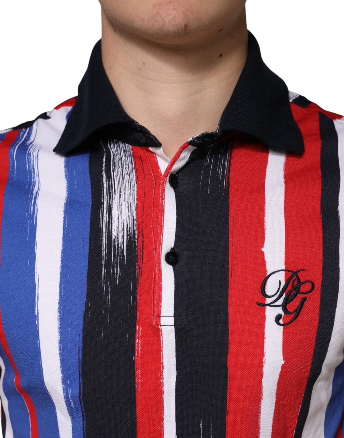 Polo homme Dolce &amp; Gabbana à rayures multicolores en coton