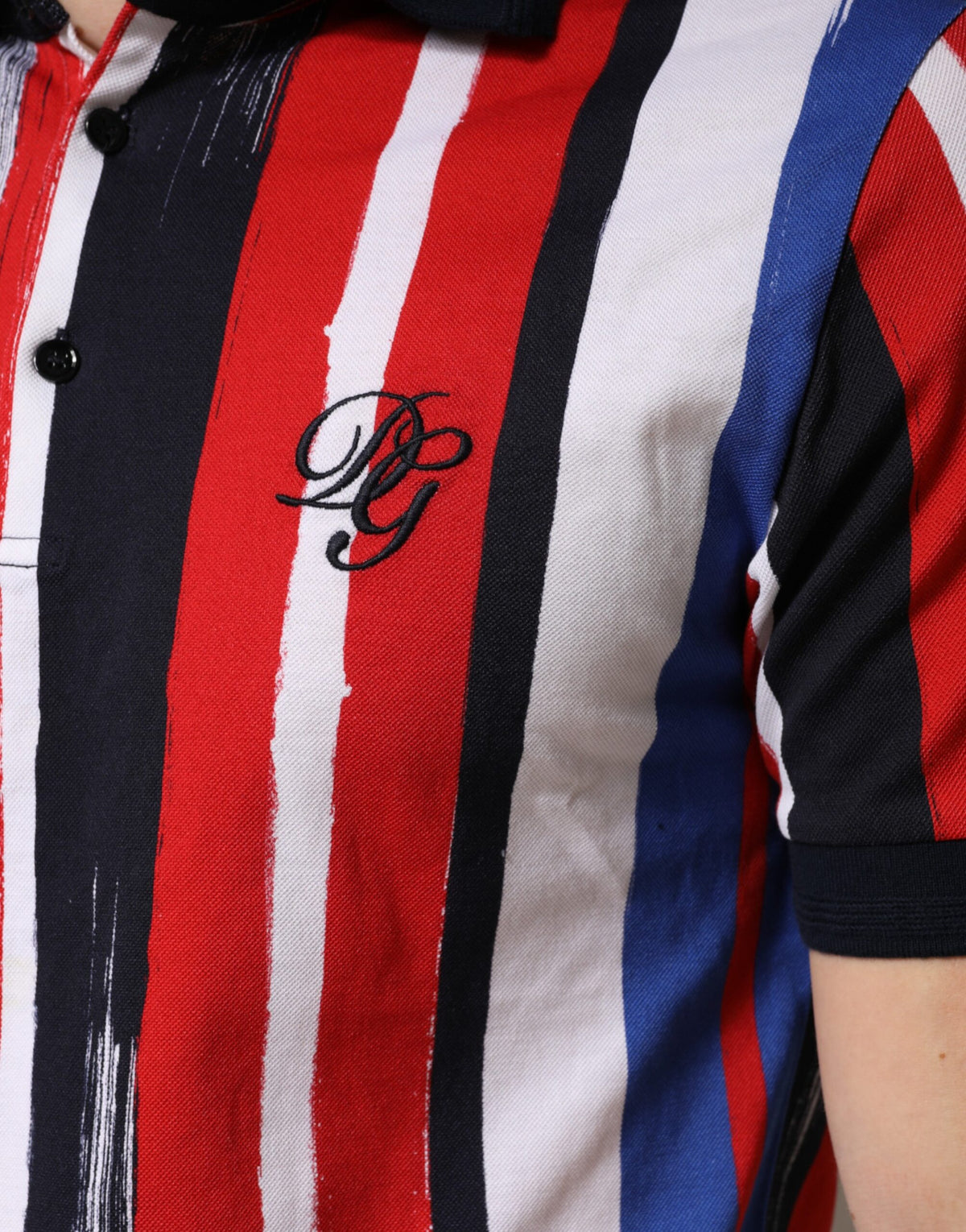 Polo homme Dolce &amp; Gabbana à rayures multicolores en coton