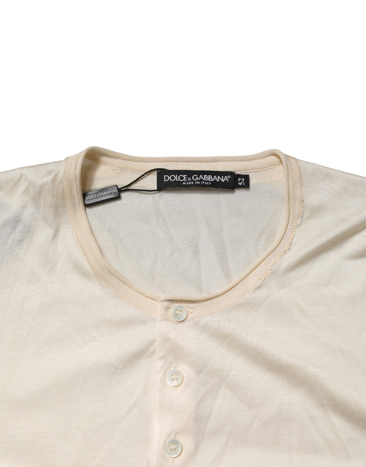 T-shirt Henley Dolce &amp; Gabbana blanc cassé en mélange de coton pour homme