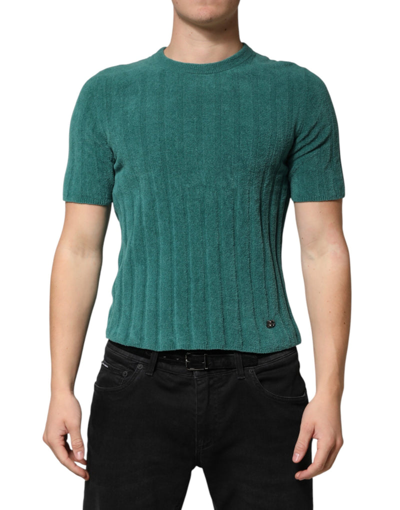 Dolce &amp; Gabbana donkergroen katoenen T-shirt met ronde hals voor heren