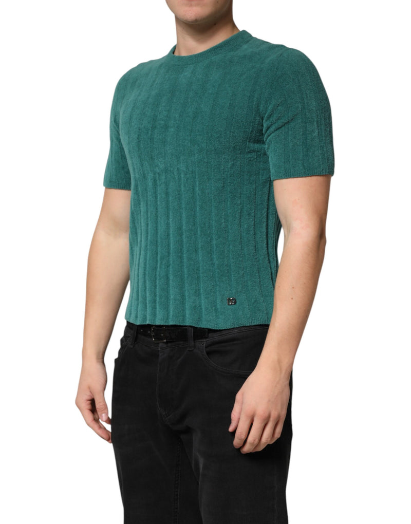 Dolce &amp; Gabbana donkergroen katoenen T-shirt met ronde hals voor heren