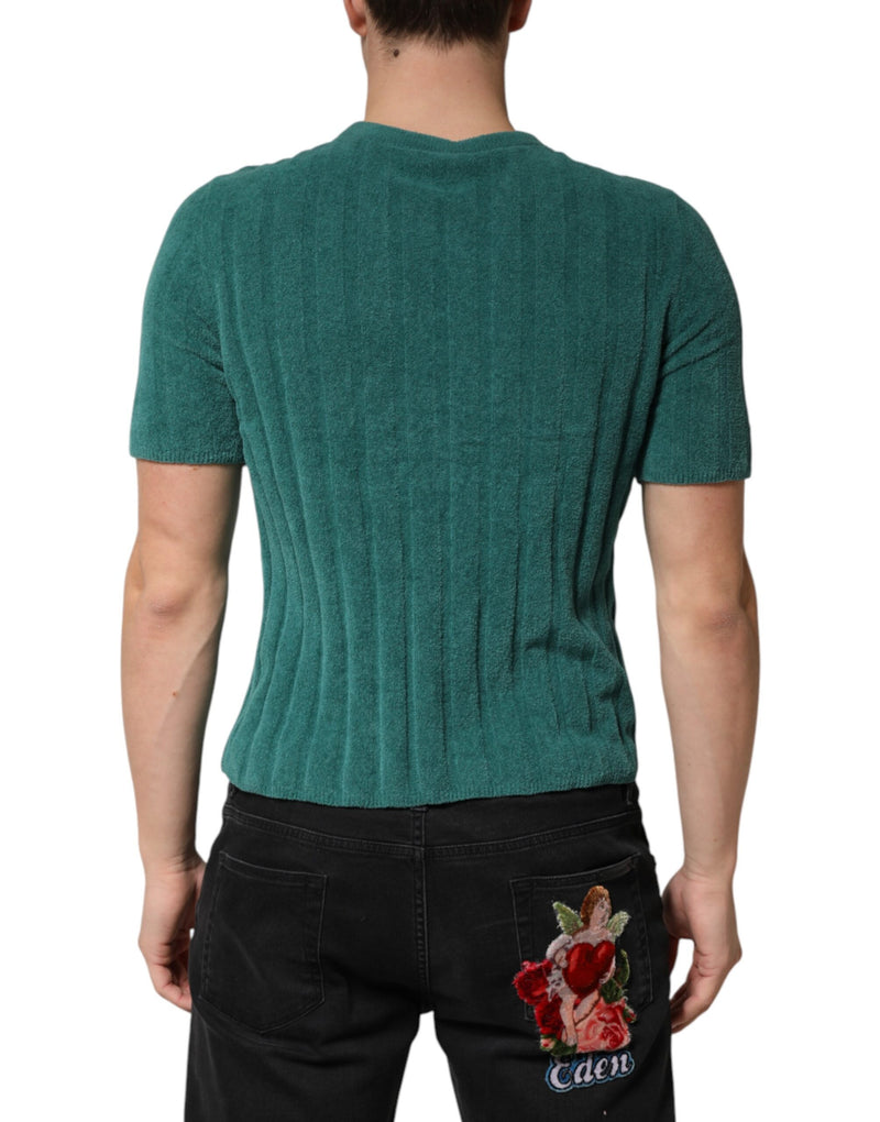Dolce &amp; Gabbana donkergroen katoenen T-shirt met ronde hals voor heren