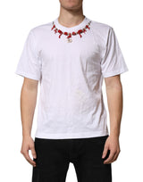 T-shirt blanc en coton Dolce &amp; Gabbana orné de colliers