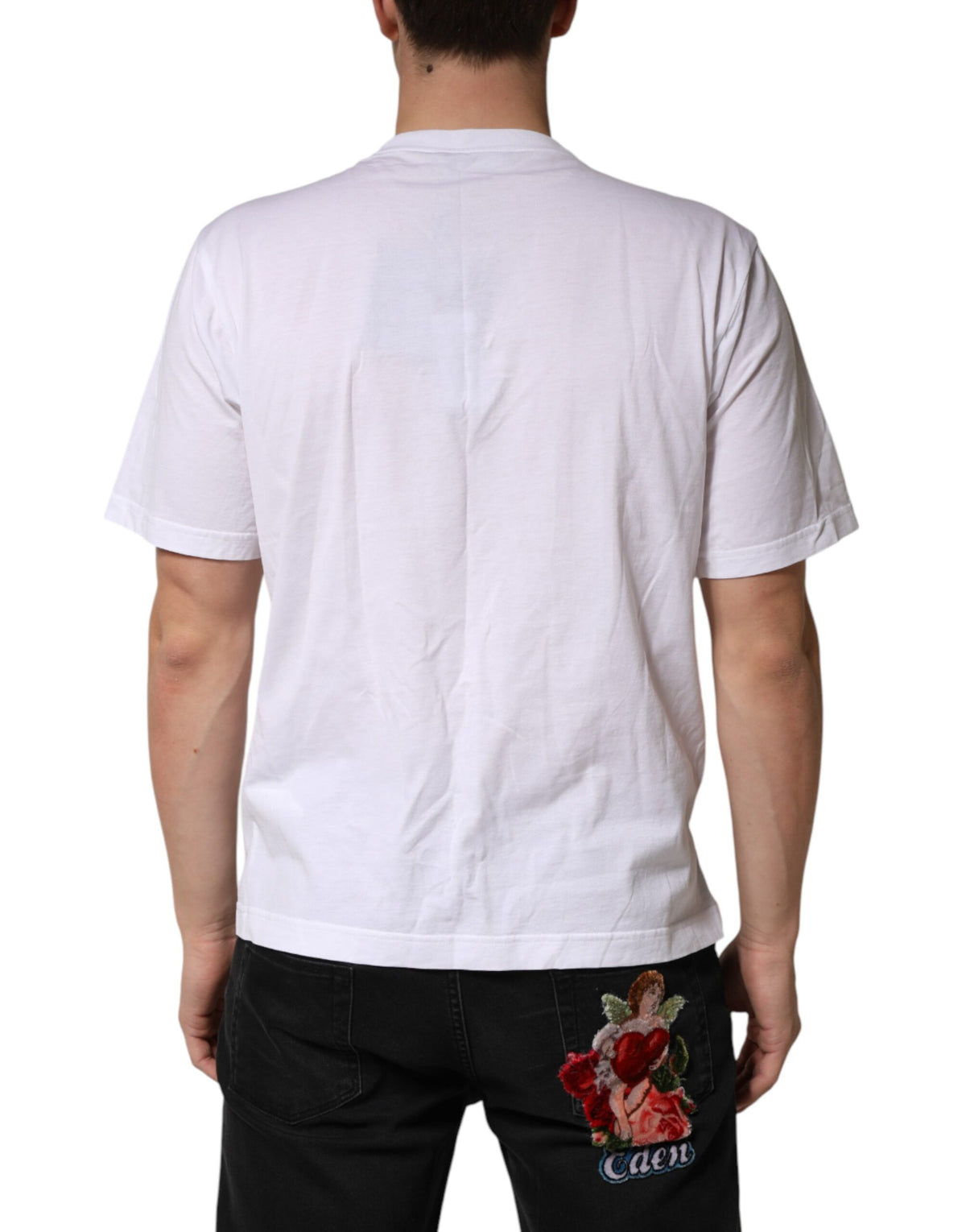 T-shirt blanc en coton Dolce &amp; Gabbana orné de colliers