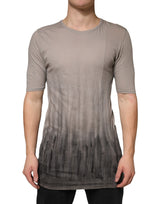 T-shirt à col rond gris en coton à deux tons de Laneus