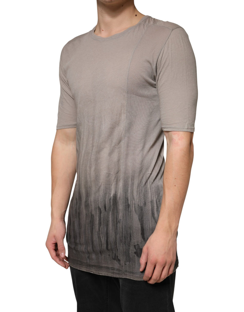 T-shirt à col rond gris en coton à deux tons de Laneus