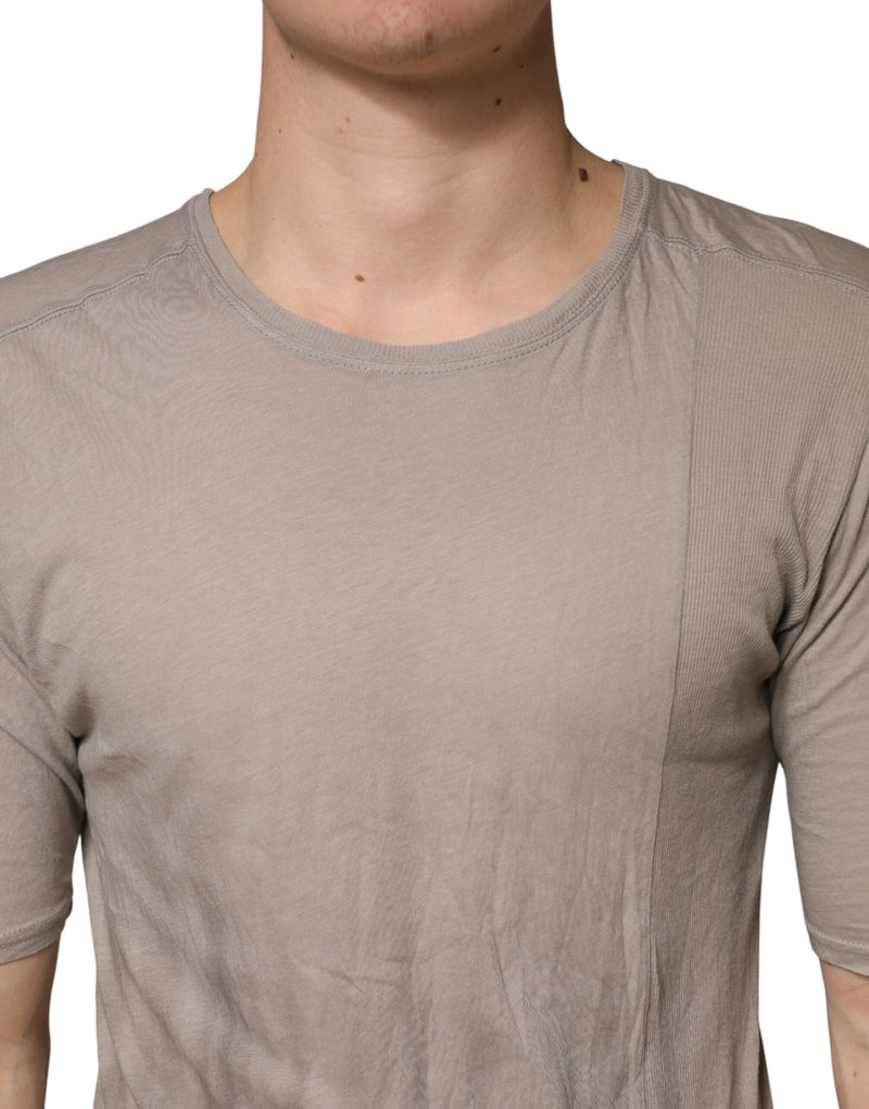 T-shirt à col rond gris en coton à deux tons de Laneus