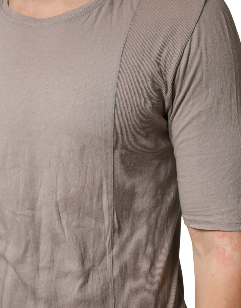 T-shirt à col rond gris en coton à deux tons de Laneus