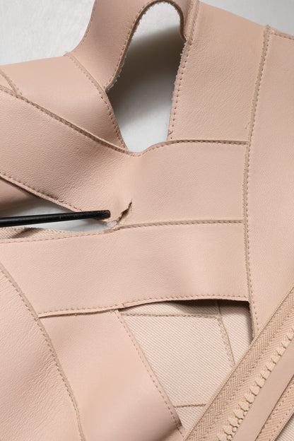 Dsquared² Beige Leather Short Sleeves Sheath Mini Dress