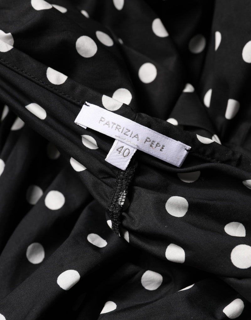 Patrizia Pepe Robe Mini à Pois Noir et Blanc à Manches Courtes