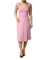 Robe Midi Sans Manches Rose en Viscose Dolce & Gabbana