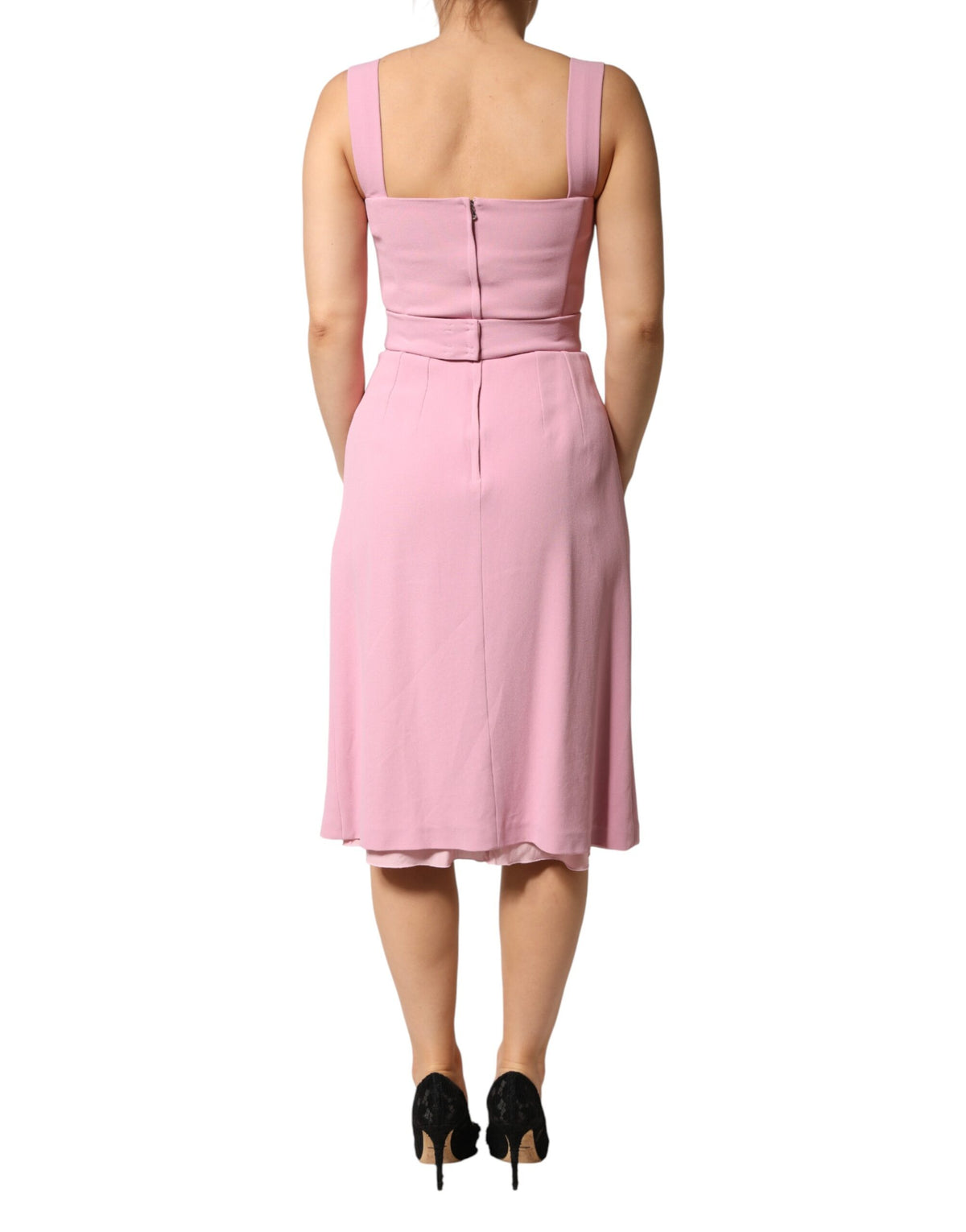 Robe Midi Sans Manches Rose en Viscose Dolce & Gabbana